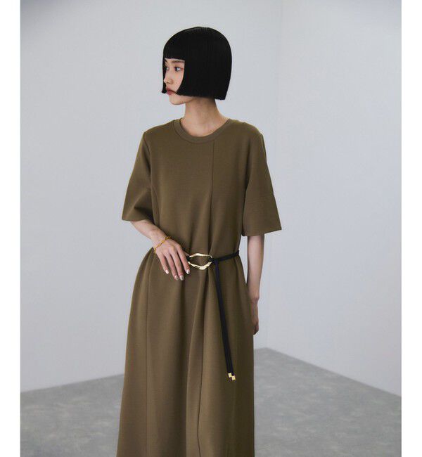 ADAM ET ROPE'「【サステナブル】ベルトコンビアシメワンピース」|ワンピース|