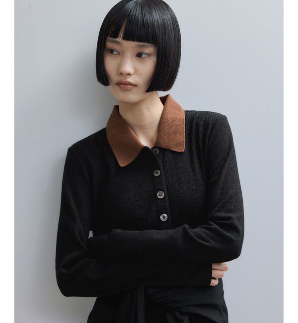 ADAM ET ROPE'「【WEB限定】ロングスリーブポロシャツ」|ポロシャツ|ブラック系(04)