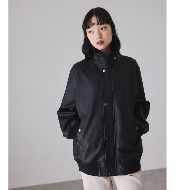 ADAM ET ROPE'「シンセティックレザーフライトジャケット」|ブルゾン・スタジャン|