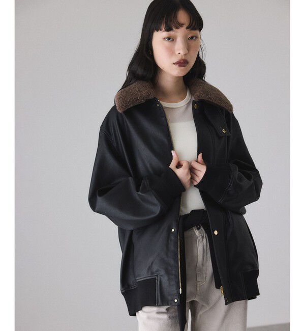 ADAM ET ROPE'「シンセティックレザーフライトジャケット」|ブルゾン・スタジャン|