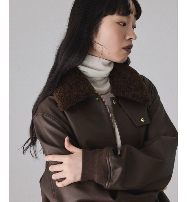 ADAM ET ROPE'「シンセティックレザーフライトジャケット」|ブルゾン・スタジャン|