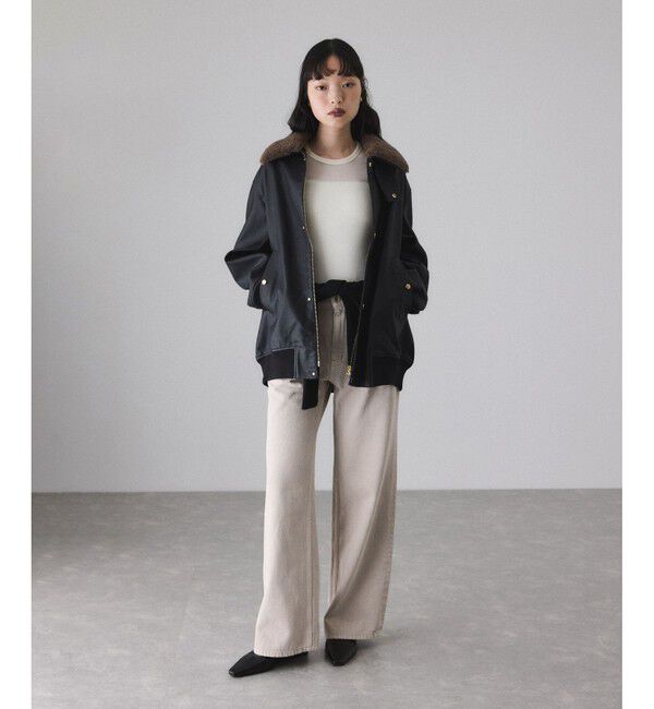 ADAM ET ROPE'「【サステナブル】デニム＆カツラギセミフレアパンツ」|デニム|