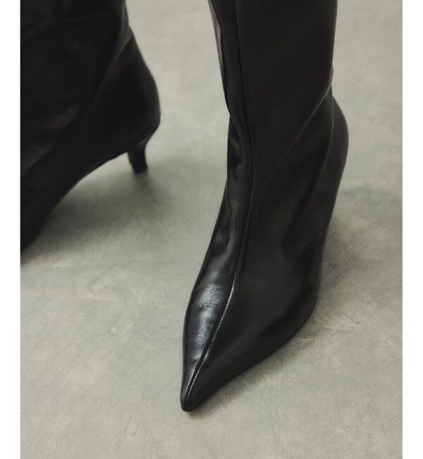 ADAM ET ROPE'「【EMOELLE】レザーロングブーツ」|ロングブーツ|