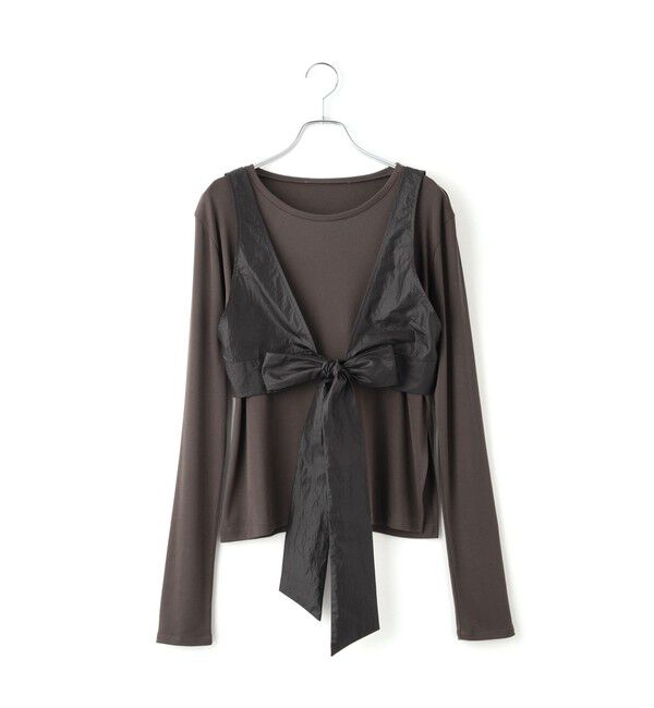 ADAM ET ROPE'「リボンタンクコンビロンT」|Tシャツ・カットソー|