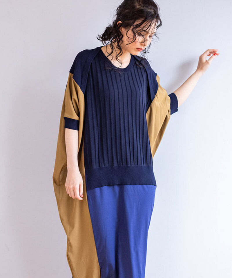  「ニット切替ワンピース」|ワンピース|NAVY