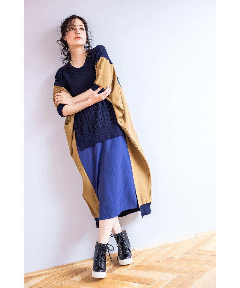  「ニット切替ワンピース」|ワンピース|