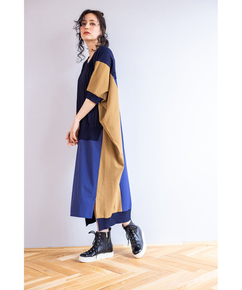  「ニット切替ワンピース」|ワンピース|