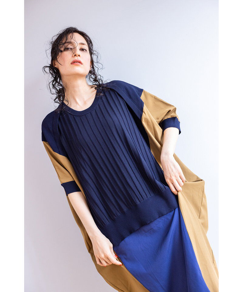  「ニット切替ワンピース」|ワンピース|