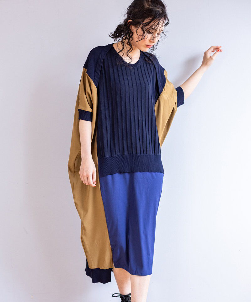 「ニット切替ワンピース」|ワンピース|