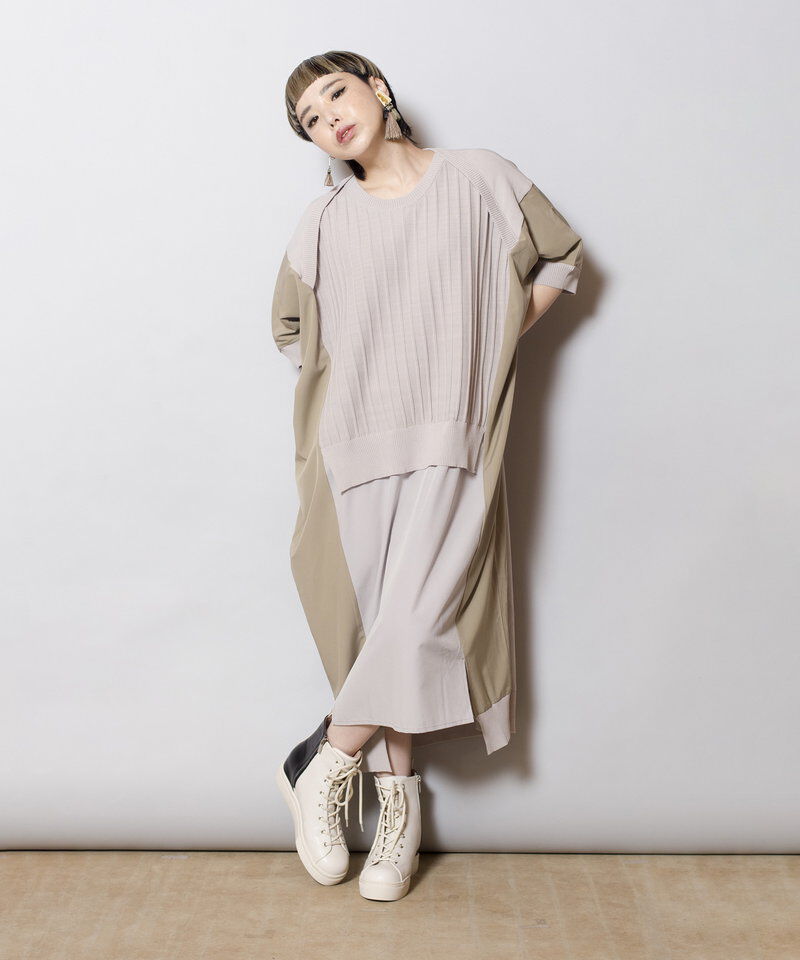  「ニット切替ワンピース」|ワンピース|