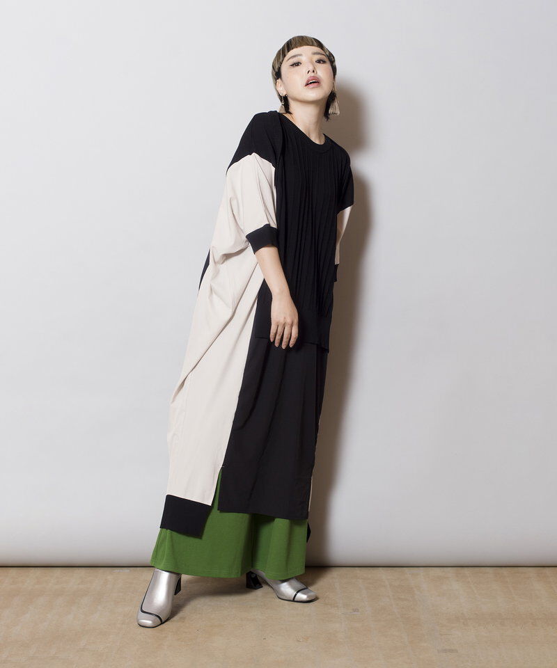  「ニット切替ワンピース」|ワンピース|
