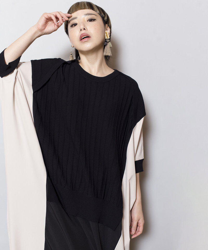  「ニット切替ワンピース」|ワンピース|