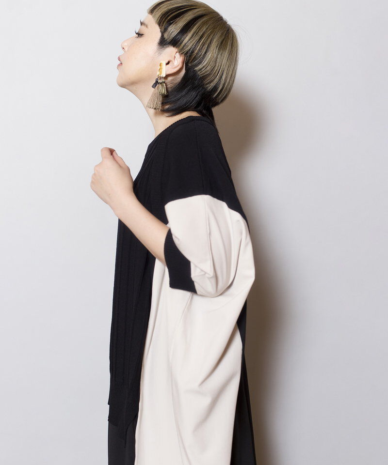  「ニット切替ワンピース」|ワンピース|