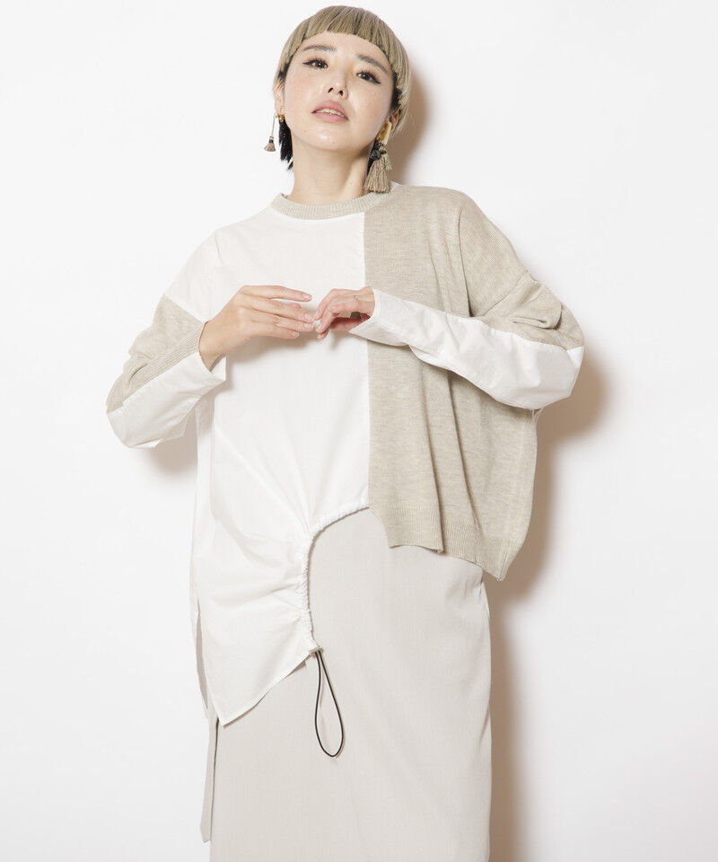  「切替アシンメトリーニットプルオーバー」|シャツ・ブラウス|