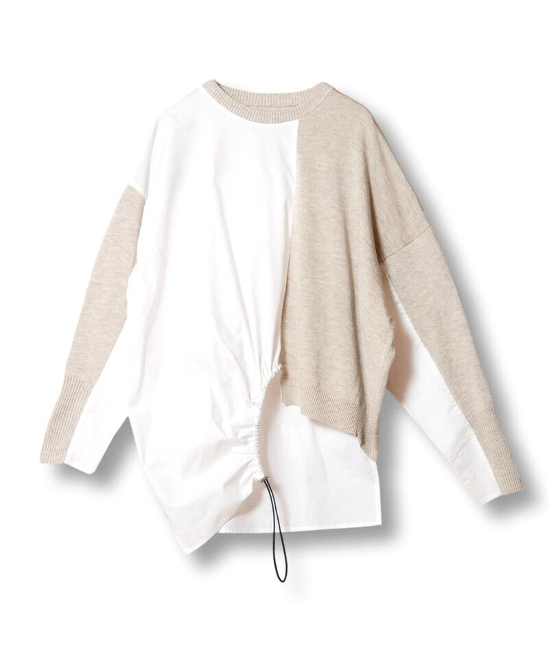  「切替アシンメトリーニットプルオーバー」|シャツ・ブラウス|
