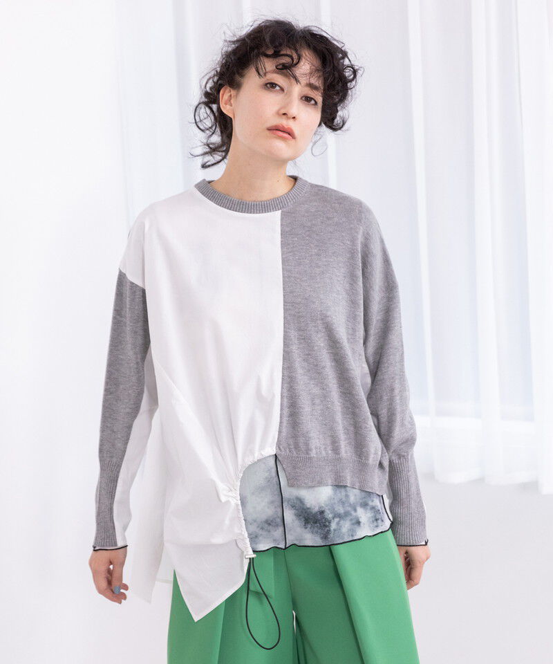  「切替アシンメトリーニットプルオーバー」|シャツ・ブラウス|