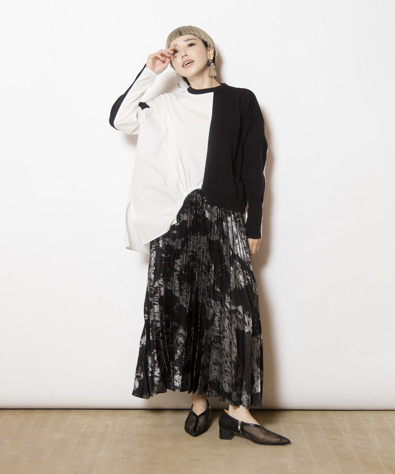  「切替アシンメトリーニットプルオーバー」|シャツ・ブラウス|