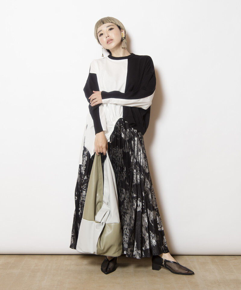  「切替アシンメトリーニットプルオーバー」|シャツ・ブラウス|