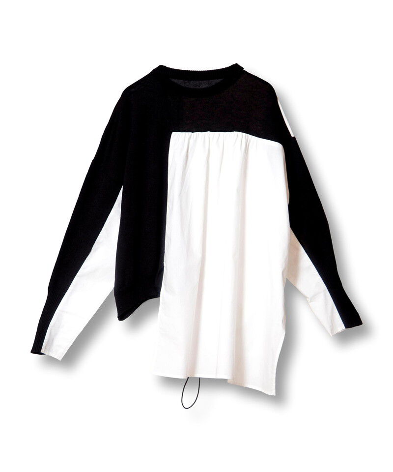  「切替アシンメトリーニットプルオーバー」|シャツ・ブラウス|
