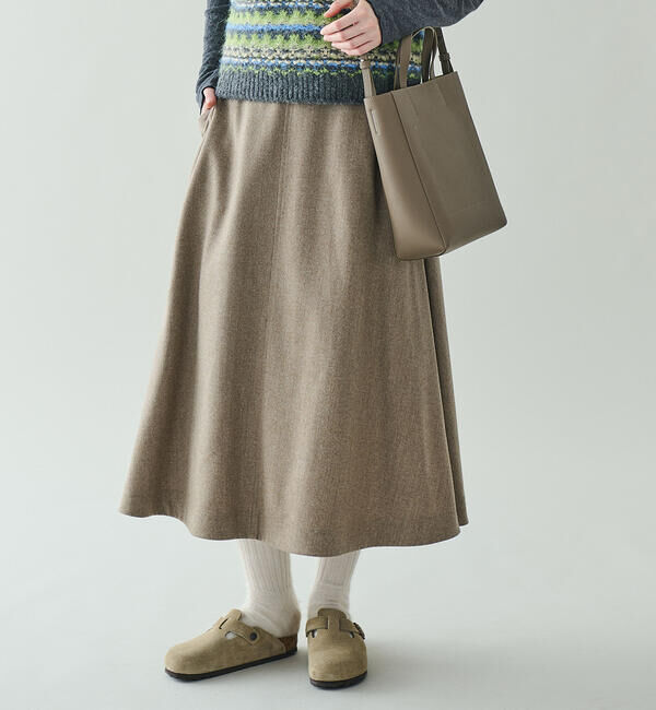 LE GLAZIK「LE GLAZIK | ウール フレアスカート WOMEN」|スカート|BEIGE