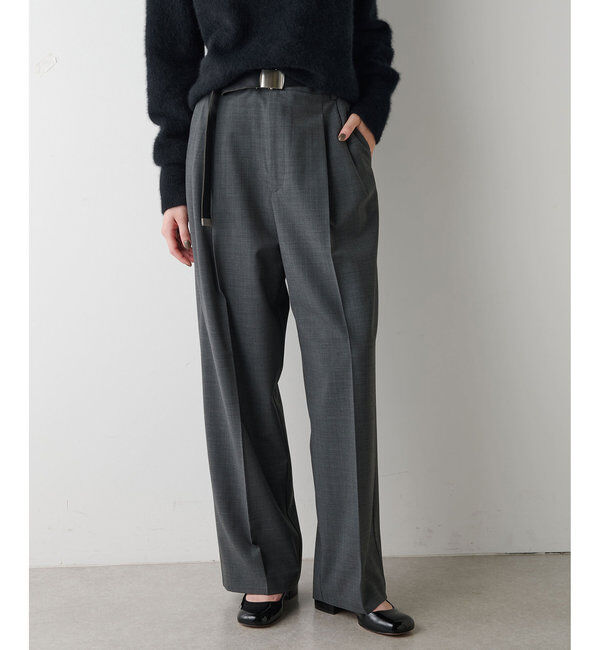  「ワイドタックパンツ」|チノ|チャコールグレー