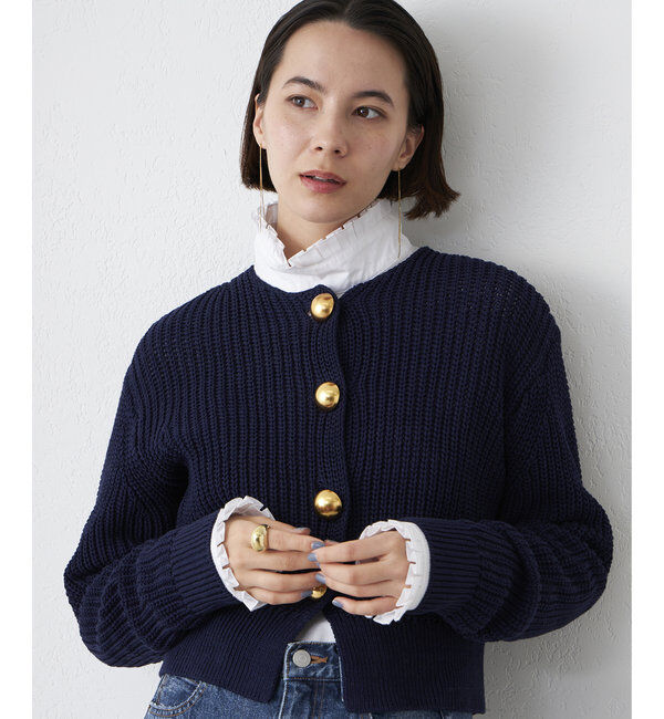  「【Drawing Numbers】ビッグ釦クルーネックカーディガン」|ニット・セーター|