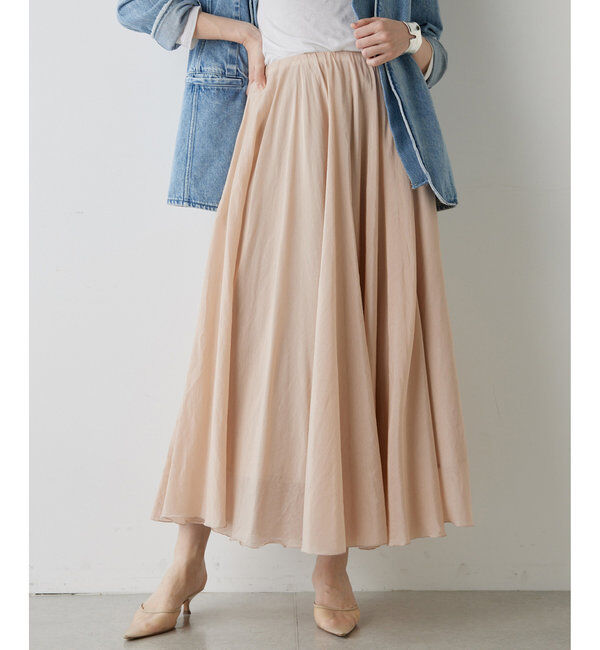  「シルクローンギャザースカート」|スカート|ピンクベージュ