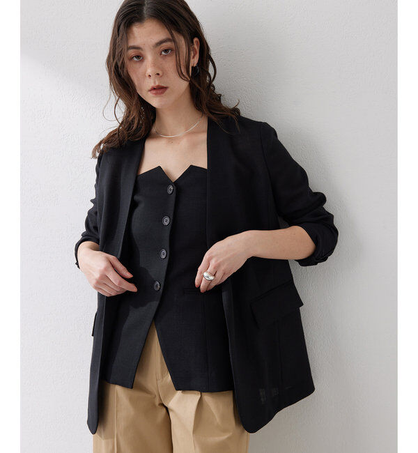  「ジュートライクノーカラージャケット」|その他|ブラック