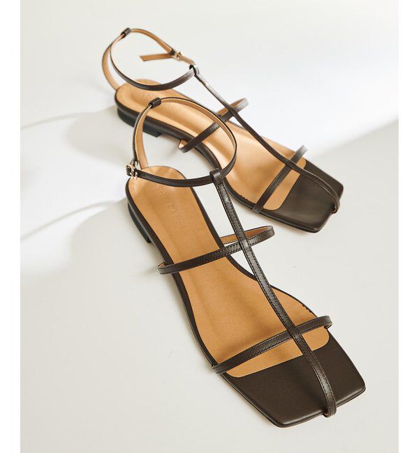 THE PAUSE「【THE PAUSE】スクエアストラップサンダル」|サンダル|ダークブラウン