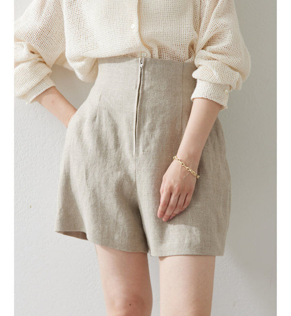  「リネンハイウエストショートパンツ」|チノ|