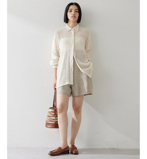  「リネンハイウエストショートパンツ」|チノ|