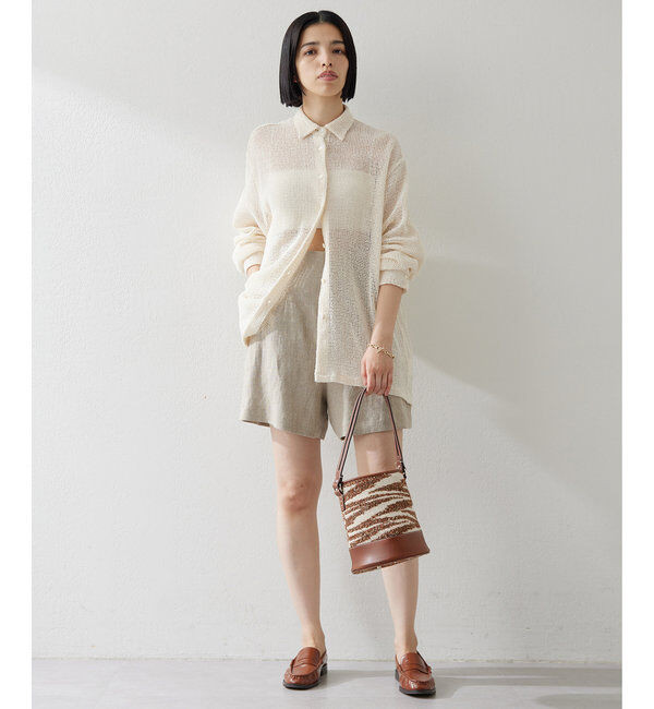  「リネンハイウエストショートパンツ」|チノ|