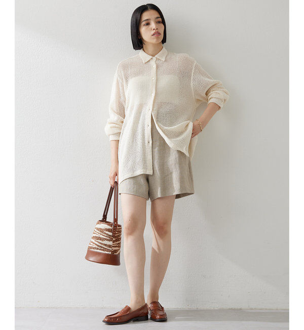  「リネンハイウエストショートパンツ」|チノ|