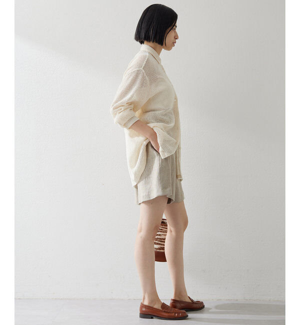  「リネンハイウエストショートパンツ」|チノ|