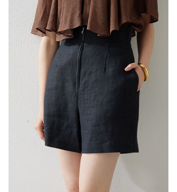  「リネンハイウエストショートパンツ」|チノ|