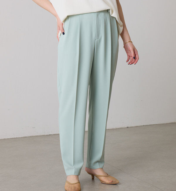  「ジャージスリムテーパードパンツ」|チノ|グリーン