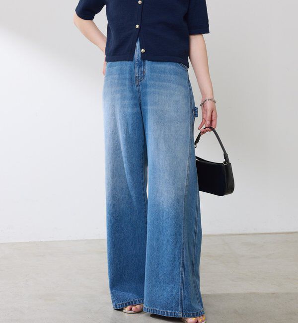  「【ウエスト調整できる】Q.anos ルーズアジャストデニム」|デニム|ブルー