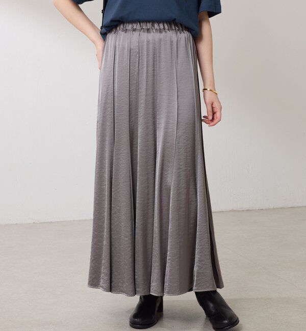  「シルキーサテンフレアスカート」|スカート|グレー