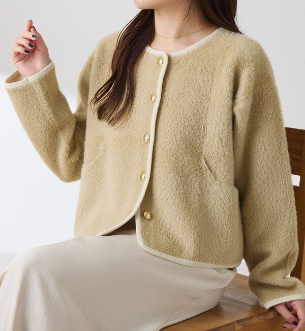  「ミニシャギーカーディガン」|ニット・セーター|ベージュ
