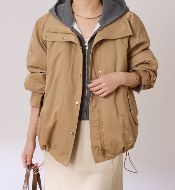  「ライナー付きスタンドネックブルゾン」|キュロット|ベージュ