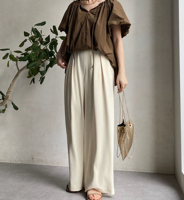  「【累計販売数3万枚突破/22色４サイズ展開！】タックワイドパンツ」|チノ|