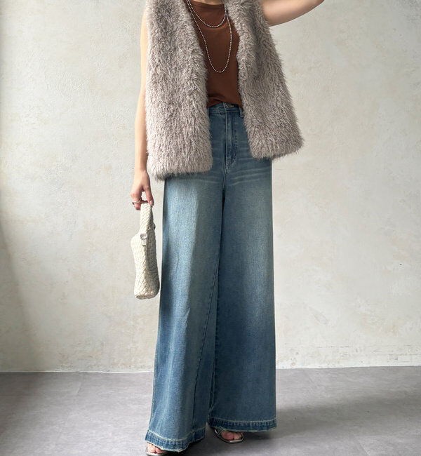  「【新色追加】ストレッチワイドフレアデニム」|デニム|