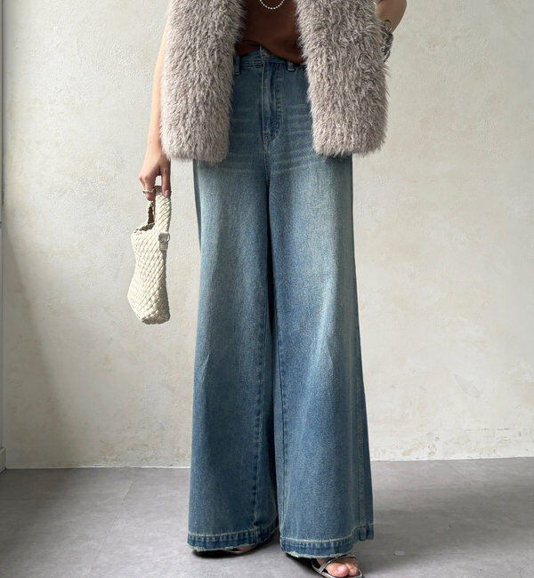  「【新色追加】ストレッチワイドフレアデニム」|デニム|