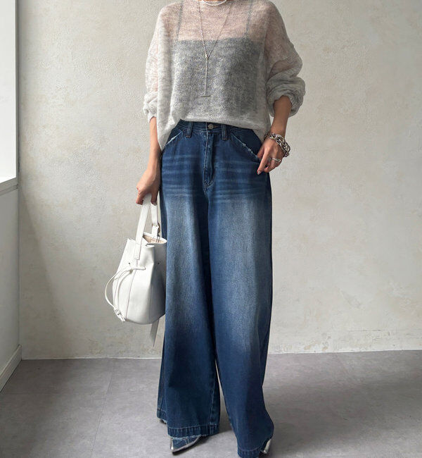  「【新色追加】ストレッチワイドフレアデニム」|デニム|