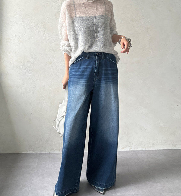  「【新色追加】ストレッチワイドフレアデニム」|デニム|
