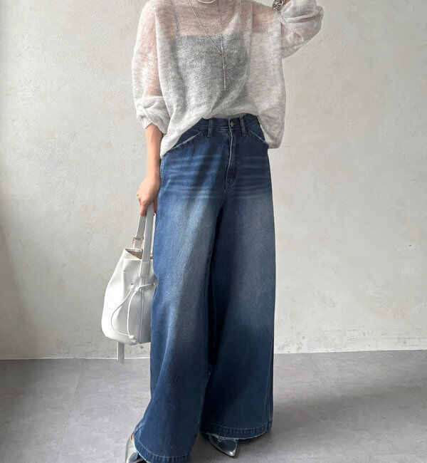  「【新色追加】ストレッチワイドフレアデニム」|デニム|