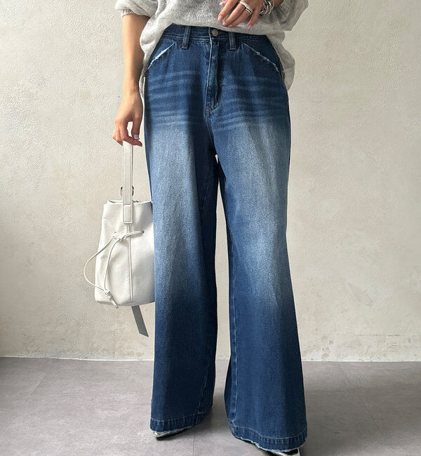  「【新色追加】ストレッチワイドフレアデニム」|デニム|