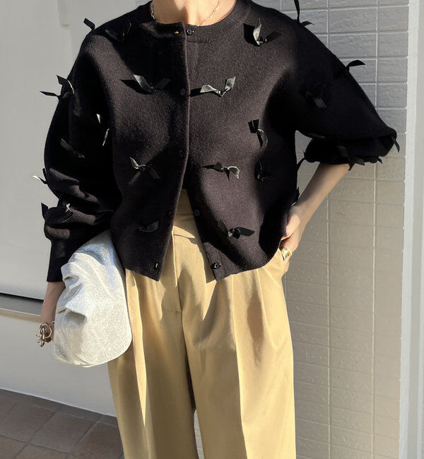  「【WEB限定】リボン付カーディガン」|カーディガン|