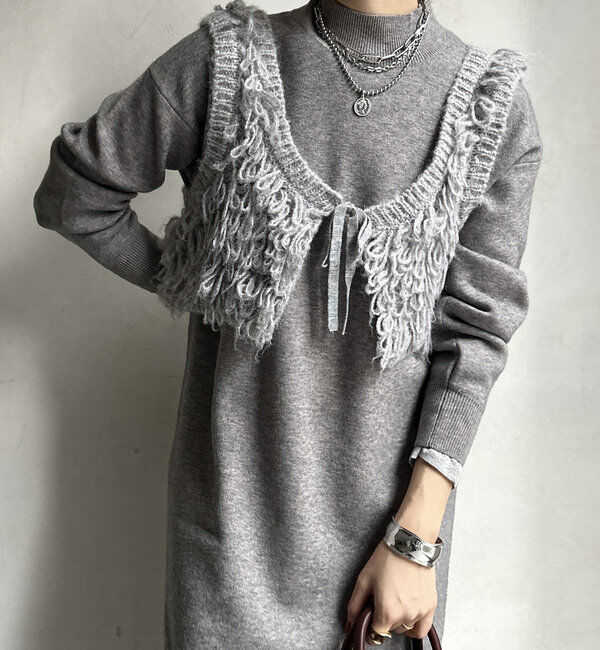  「【WEB限定】アンサンブルニットワンピース」|スーツ|グレー