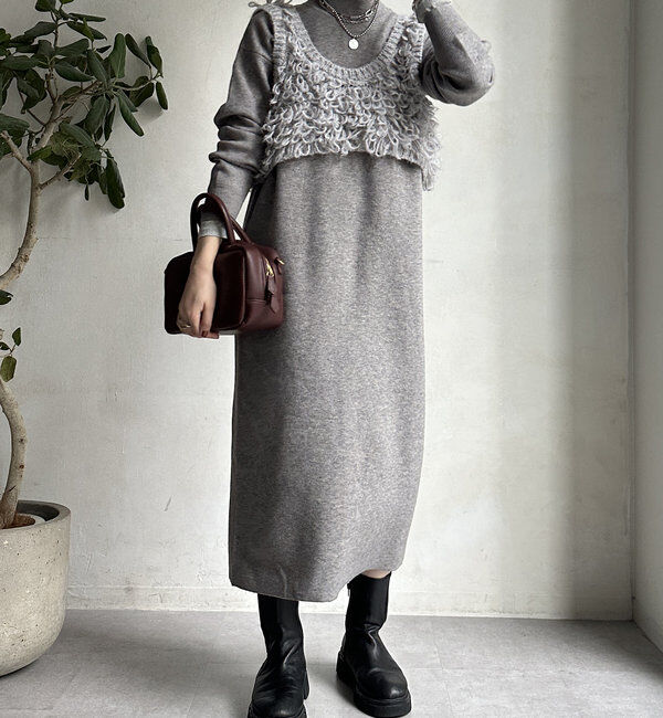  「【WEB限定】アンサンブルニットワンピース」|スーツ|